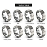 font options for inside engraving on gray stretching cat rings