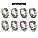 font options for inside engraving on gray stretching cat rings