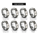 font options for inside engraving on gray stretching cat rings