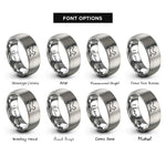 font options for inside engraving on grey stretching cat rings