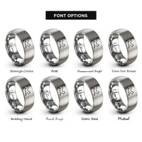 font options for inside engraving on grey stretching cat rings