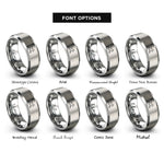 font options for inside engraving on silver stretching cat rings