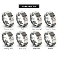 font options for inside engraving on gray stretching cat rings