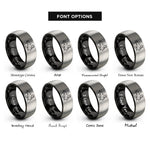 font options for inside engraving on black & grey string duo rings