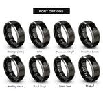 font options for inside engraving on black & silver string duo rings