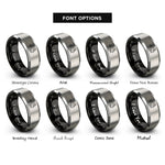 font options for inside engraving on black & grey string duo rings