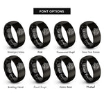 font options for inside engraving on black string duo rings