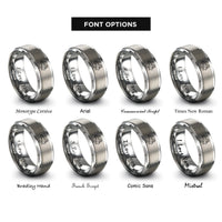 font options for inside engraving on grey string duo rings