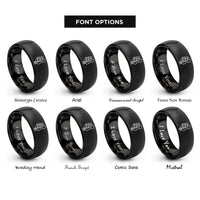 font options for inside engraving on black string headstock rings