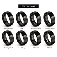 font options for inside engraving on black string headstock rings