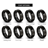 font options for inside engraving on black string headstock rings