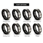 font options for inside engraving on black & silver string icon rings