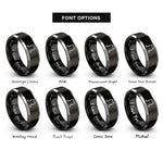 font options for inside engraving on black & gray string icon rings