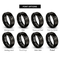 font options for inside engraving on black string icon rings