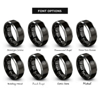 font options for inside engraving on black & grey string orchestra circle rings