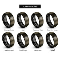 font options for inside engraving on gunmetal & black string orchestra circle rings