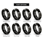 font options for inside engraving on black & silver string winding rings