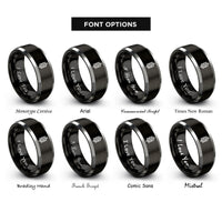 font options for inside engraving on black & silver string winding rings