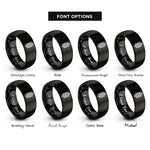 font options for inside engraving on black string winding rings