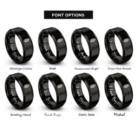 font options for inside engraving on black string winding rings