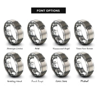 font options for inside engraving on grey string winding rings