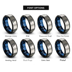 font options for inside engraving on black & blue & silver stripe bands rings