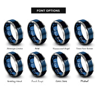 font options for inside engraving on blue & grey stripe bands rings