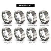 font options for inside engraving on grey stripe bands rings
