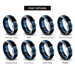 font options for inside engraving on blue & silver striped lighthouse rings