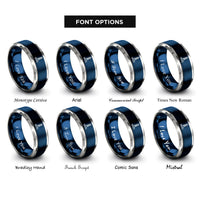 font options for inside engraving on blue & silver striped lighthouse rings