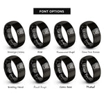 font options for inside engraving on black stripes band rings