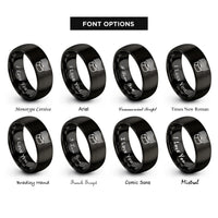 font options for inside engraving on black stripes band rings