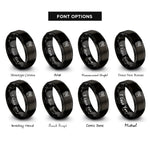 font options for inside engraving on black stripes band rings