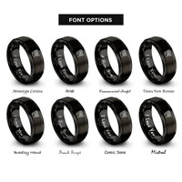 font options for inside engraving on black stripes band rings