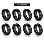 font options for inside engraving on black stripes band rings