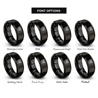 font options for inside engraving on black stripes band rings