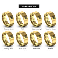 font options for inside engraving on gold stripes band rings