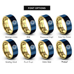 font options for inside engraving on gold & blue stripes emblem rings