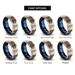 font options for inside engraving on rose gold & blue & gray stripes emblem rings