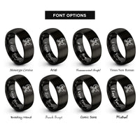 font options for inside engraving on black stroller heart rings