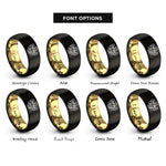 font options for inside engraving on black & gold stronger barbell rings