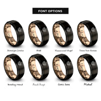 font options for inside engraving on black & rose gold stronger barbell rings