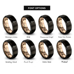 font options for inside engraving on black & rose gold stupa rings