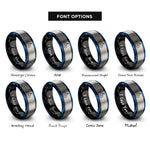 font options for inside engraving on black & blue & silver submarine rings