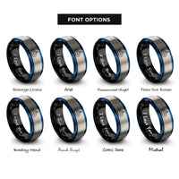 font options for inside engraving on black & blue & silver submarine rings