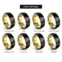 font options for inside engraving on black & gold submarine rings
