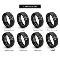 font options for inside engraving on black submarine rings