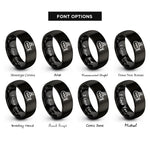 font options for inside engraving on black submarine rings