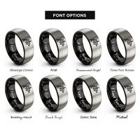 font options for inside engraving on black & grey submarine dolphins rings