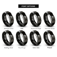 font options for inside engraving on black & gray submarine dolphins rings